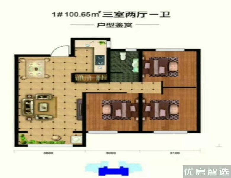 明珠花园3室2厅1卫1厨