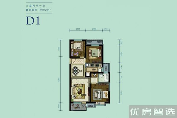 路劲阳光城3室2厅1卫1厨