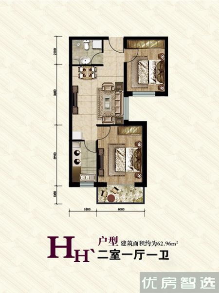 建面建筑面积：约63平米