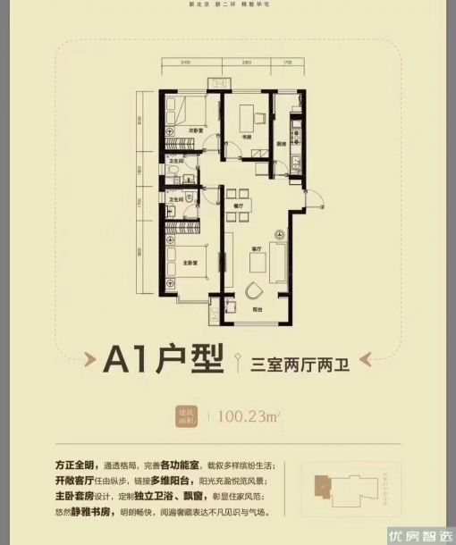 建面建筑面积：约100平米