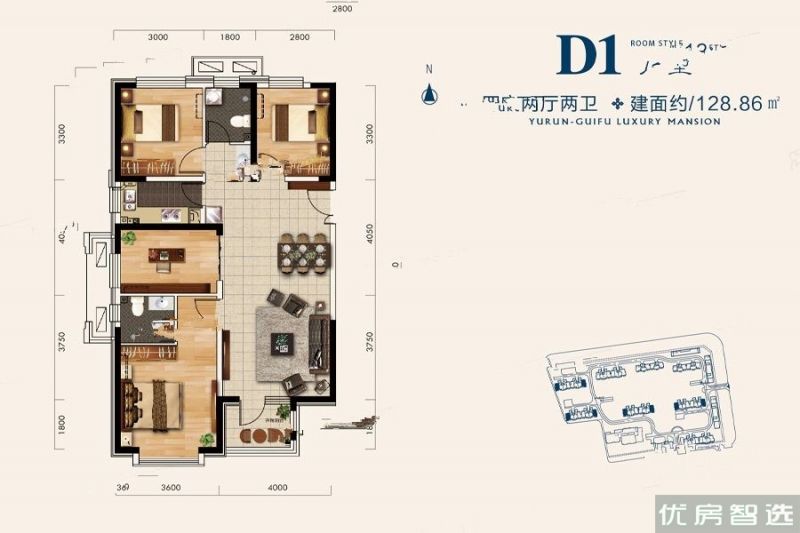 建面建筑面积：约129平米