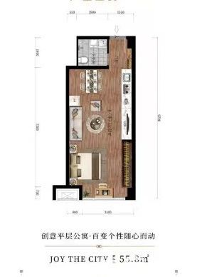 荣庭•君悦天地当前在售 主力户型：为40-50㎡精品平层和LOFT