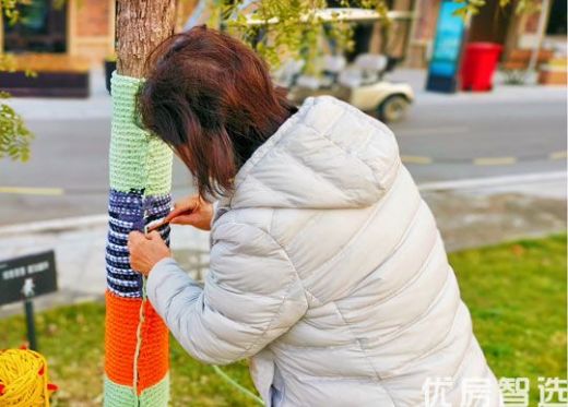 “在小镇，邻居不只是住在隔壁的人，更是可以分享生活的朋友；员工和业主也不那么生分，更像是并肩前行的家人”。今天被“为树织衣”的阿姨们感动了，每一个人都眯着眼睛‘创作’，舞动手指‘彩绘’着我们的家园！！！